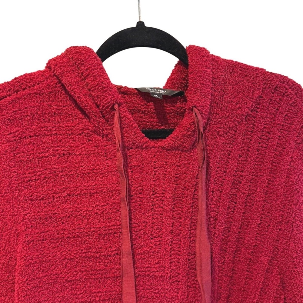 Simply Vera Wang Women Red Chenille Cozy Soft Textured Hoodie Sweater XL
